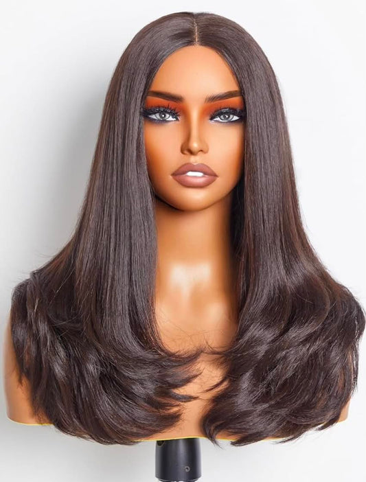 Aura Silk Layers - 18" Glueless Full Frontal Straight + Curled Ends Wig