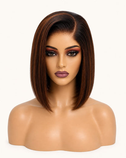 HER AURA Glueless Chocolate Bob Wig - 10 Inch 13x4 Comes in the Aura Box