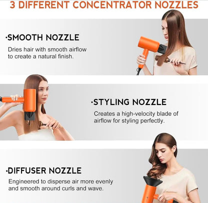 Professional 2000W Ionic Blow Dryer with 3 Attachmen
